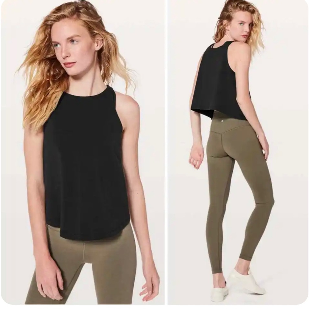 Lululemon Women's Blissed Out Tank Top Sz 2 Black Low-High Hem Sleeveless